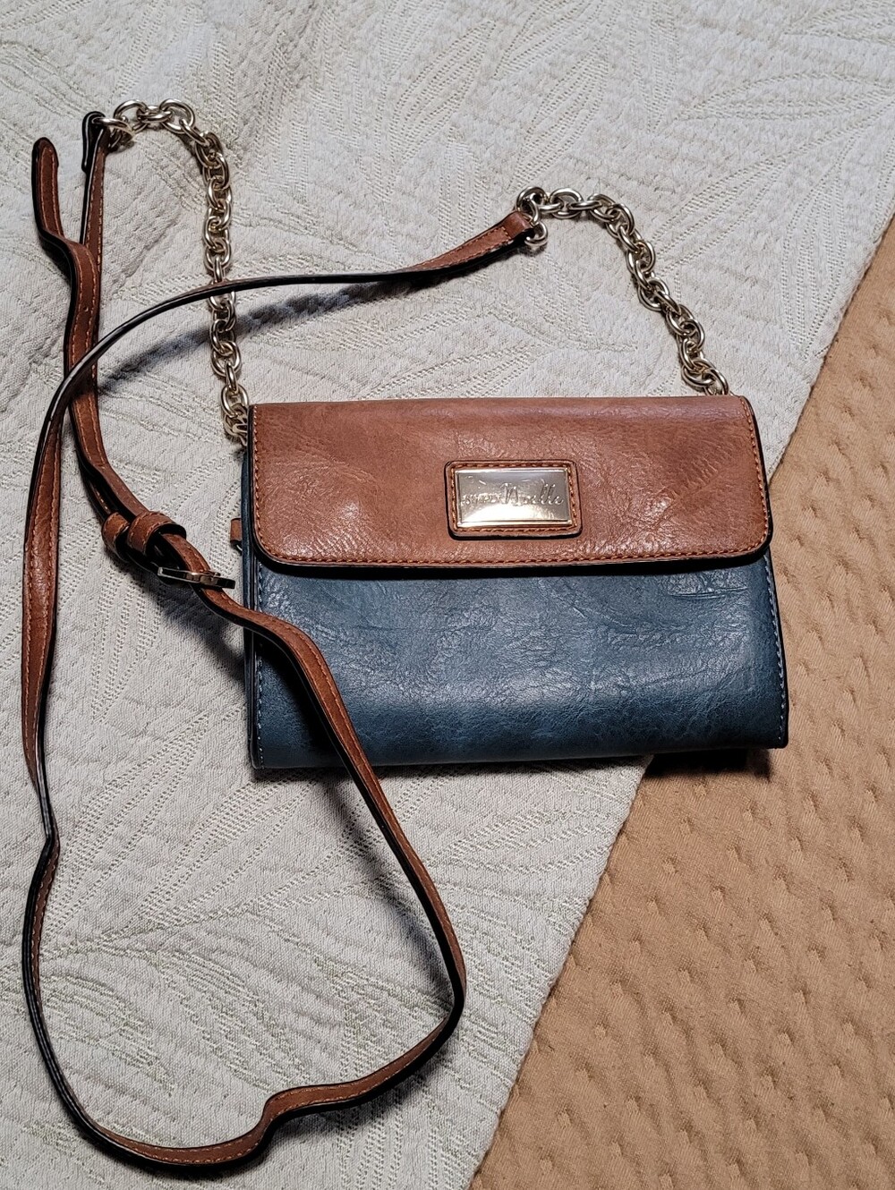💜2 for $10💜 Bundle and save Two-Tone Leather Crossbody Bag with Chain Strap